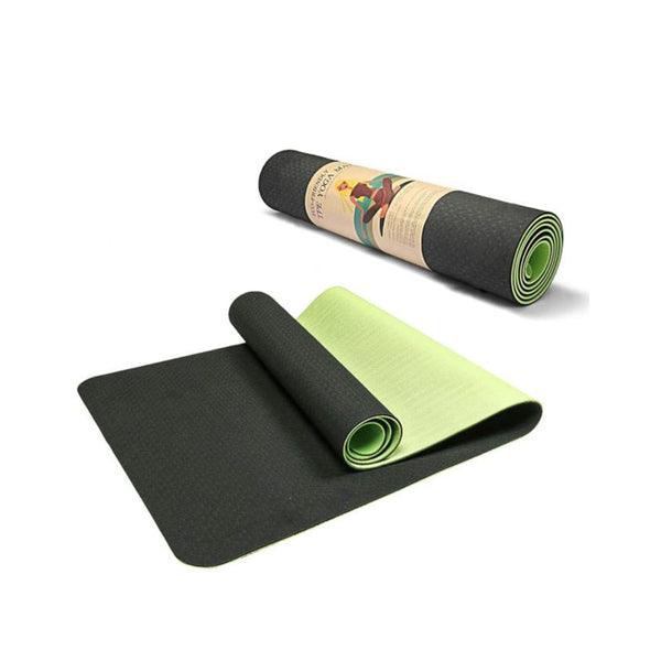 TPE Yoga Mat Green Orange - Runnr