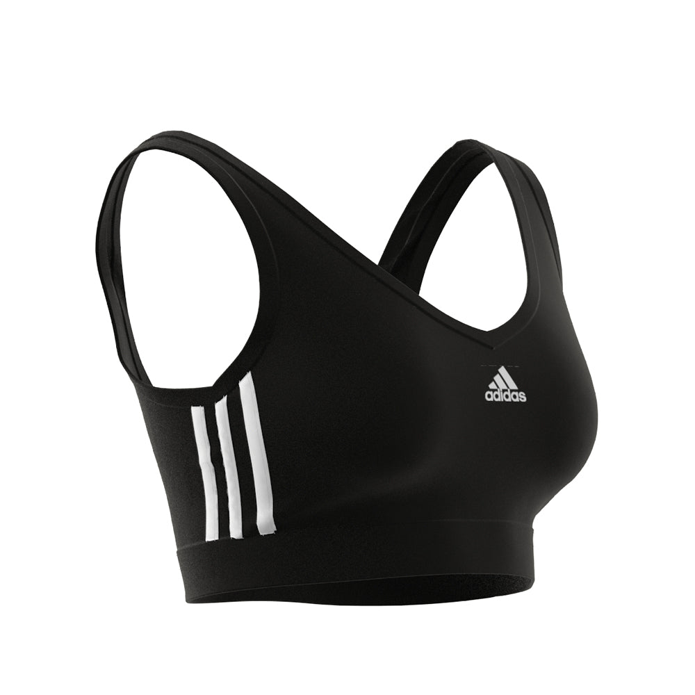 adidas Women's Essentials 3-Stripes Sports Bra Black White - Runnr