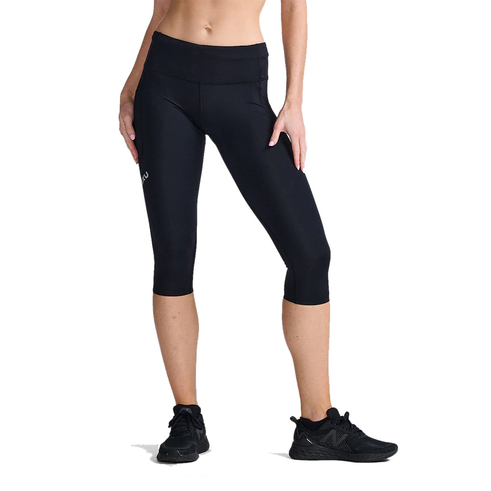 2XU Womens Mid-Rise Compression Tight - Black / Dotted Reflective Logo